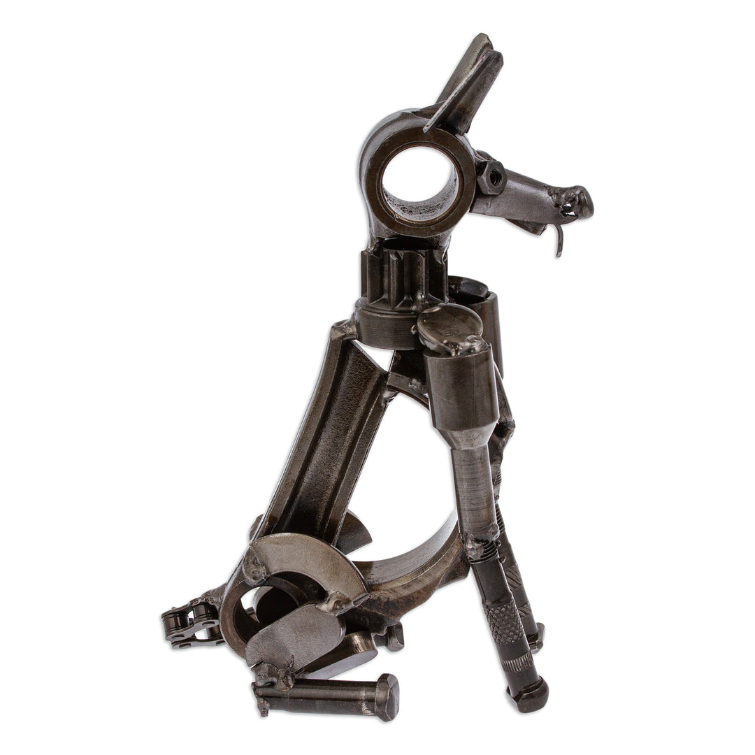 Eco-Friedly Dog-Themed Upcycled Metal Sculpture from Mexico - Timeless Loyalty