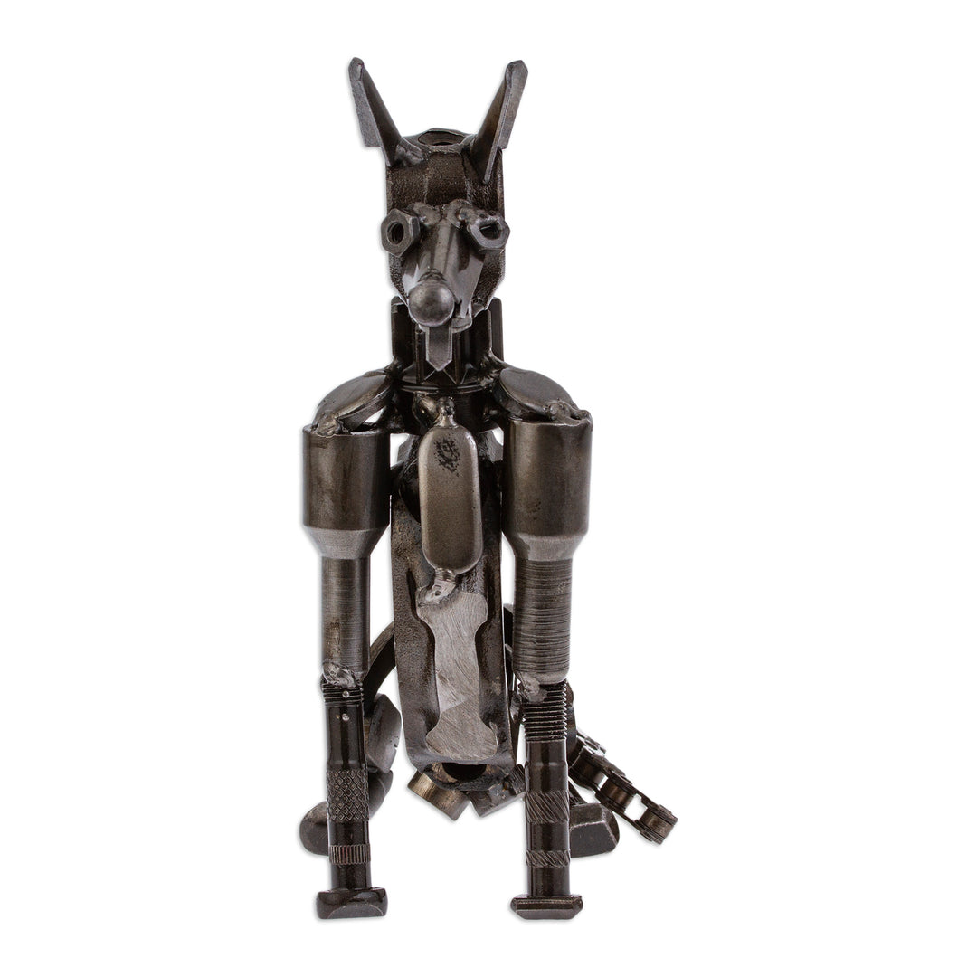 Eco-Friedly Dog-Themed Upcycled Metal Sculpture from Mexico - Timeless Loyalty