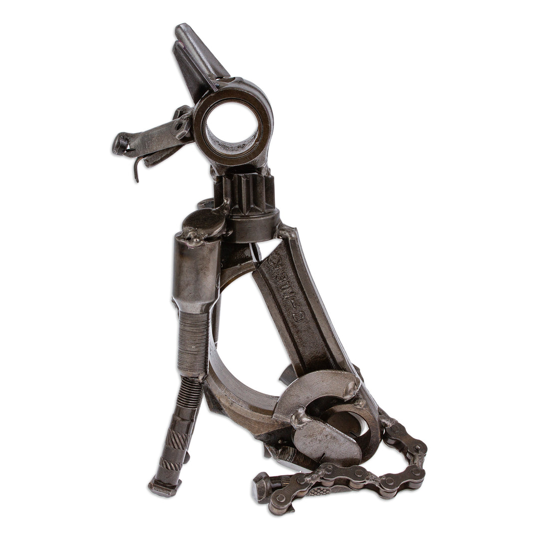 Eco-Friedly Dog-Themed Upcycled Metal Sculpture from Mexico - Timeless Loyalty