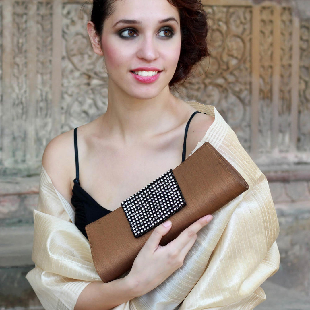 Beaded clutch evening bag - Golden Allure