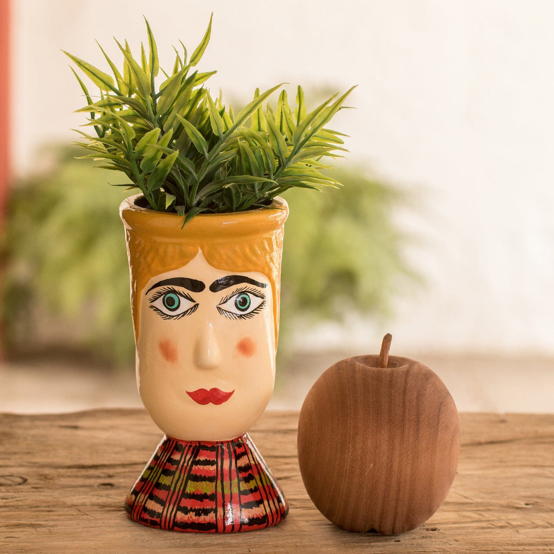 Hand-Painted Warm-Toned Ceramic Flower Pot from Guatemala - San Antonio's Giant