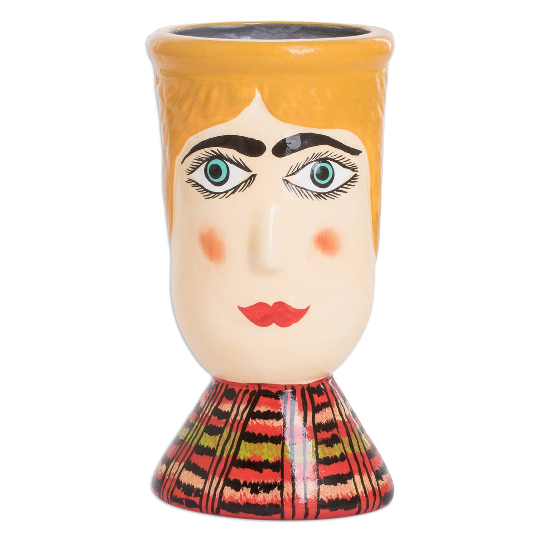 Hand-Painted Warm-Toned Ceramic Flower Pot from Guatemala - San Antonio's Giant