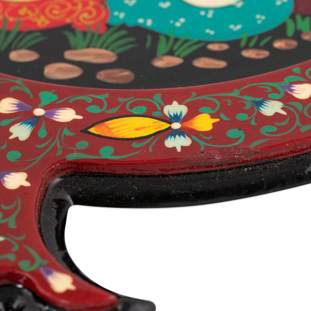 Hand-Painted Walnut Wood Wall Accent with Musician Couple - Pomegranate Musicians