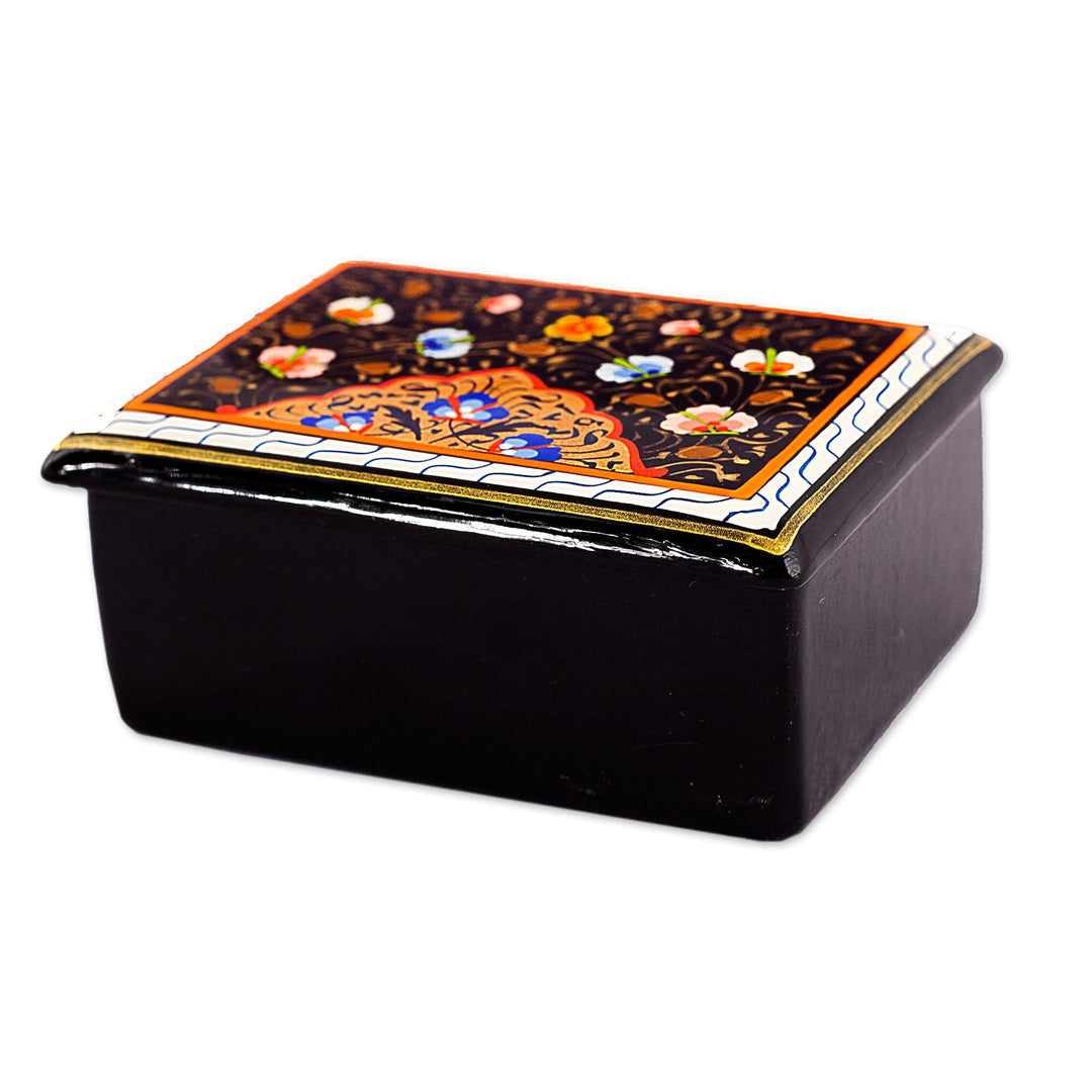 Hand-Painted Lacquered & Gilded Floral Wood Jewelry Box - Garden of Charm