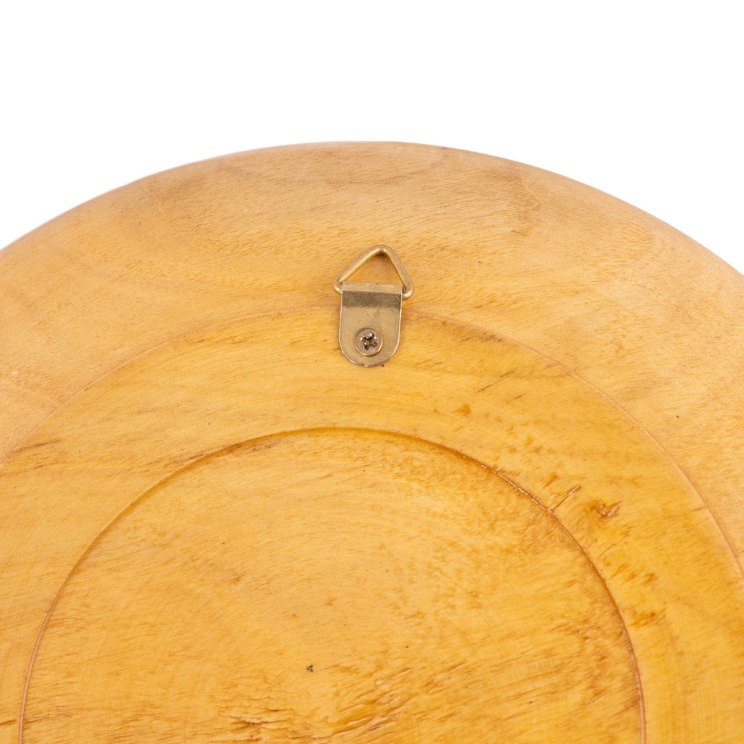 Hand-Carved Walnut Wood Wall Art with Bright Outer Ring - Bright Floral Eternity