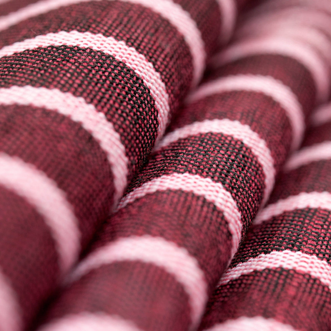 Hand-Woven Fringed Cotton Ikat Scarf in Burgundy and Pink - Fergana in Burgundy