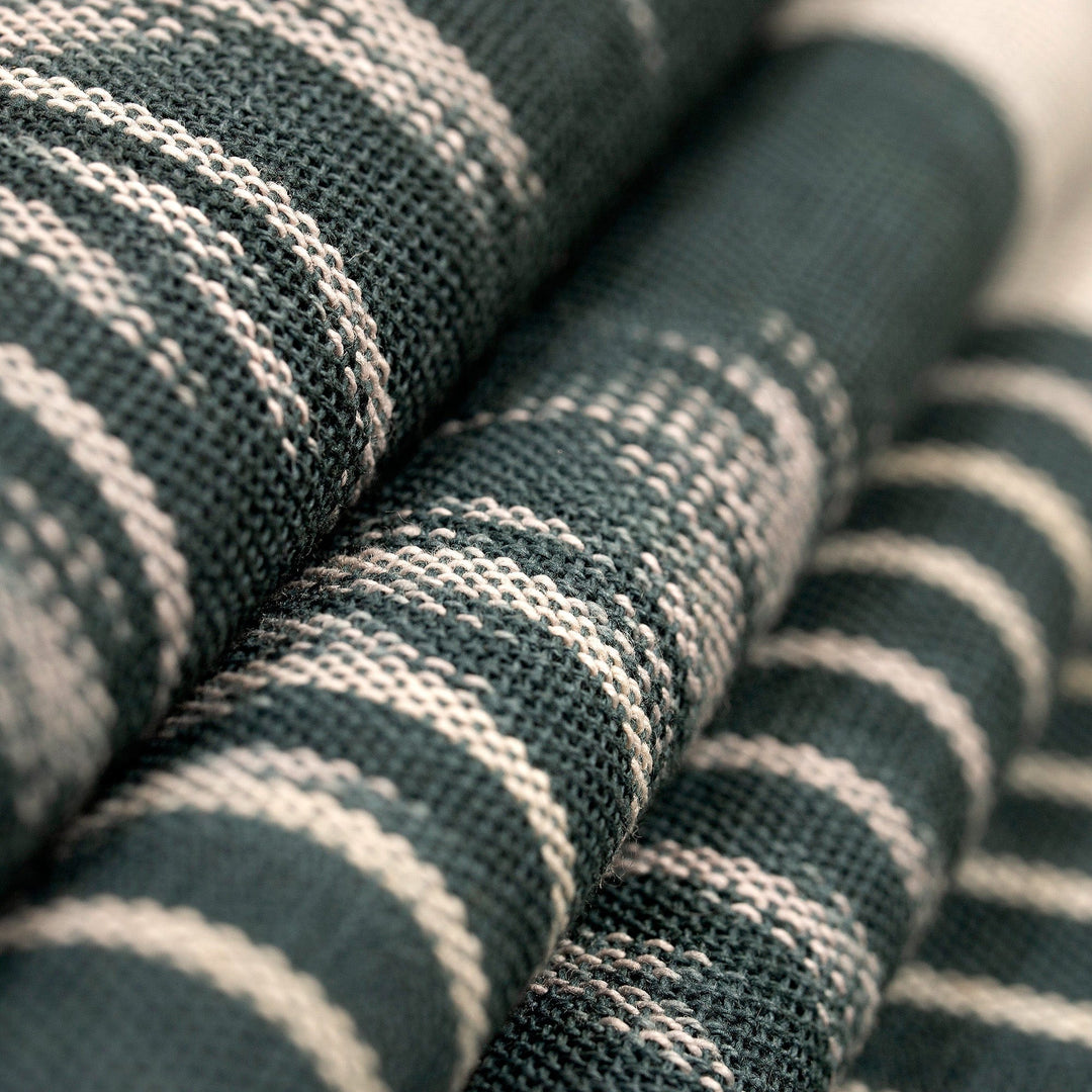 Hand-Woven Fringed Cotton Ikat Scarf in Grey and Ivory - Fergana Sky