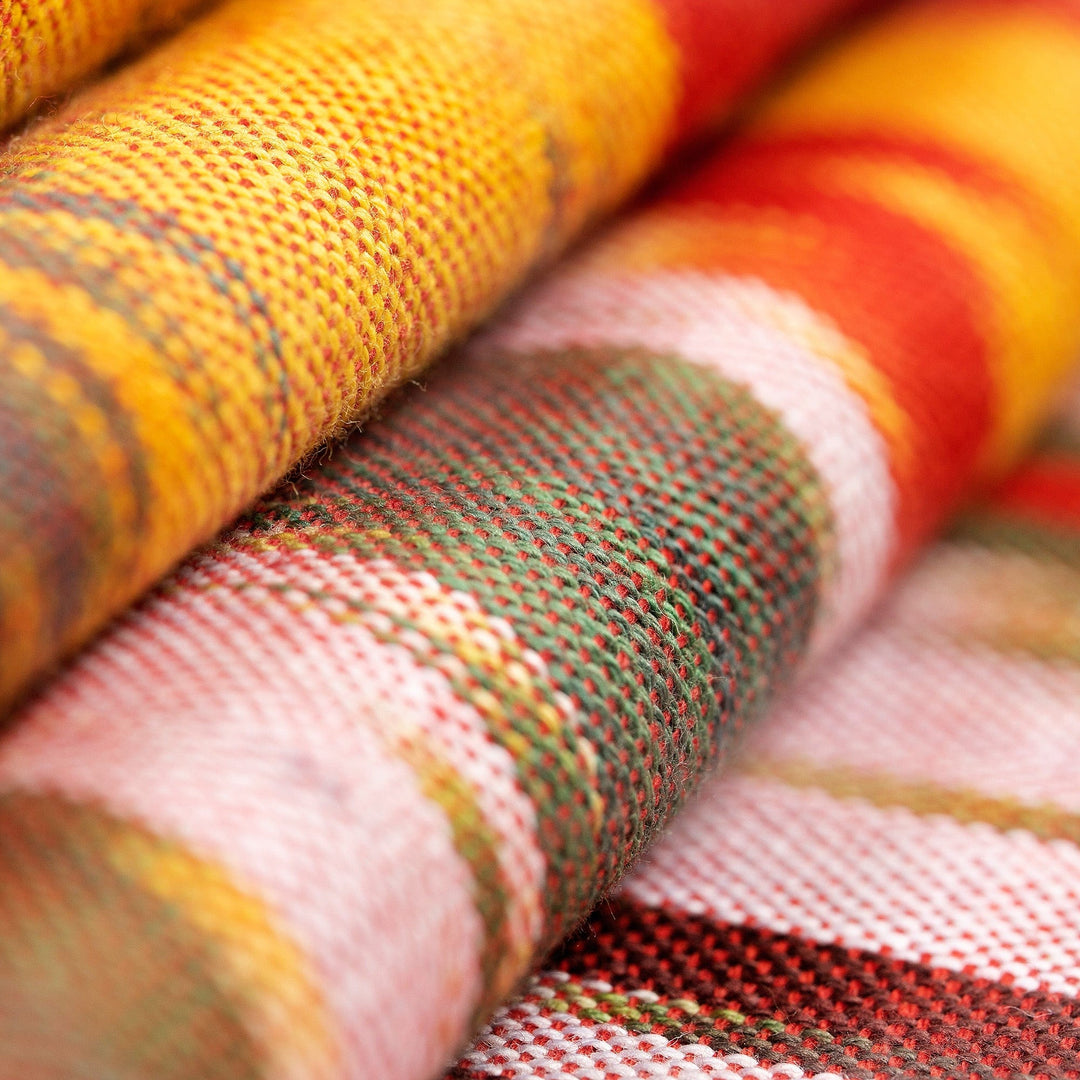 Multicolored Cotton Ikat Scarf Hand-Woven in Uzbekistan - Fergana Sunset