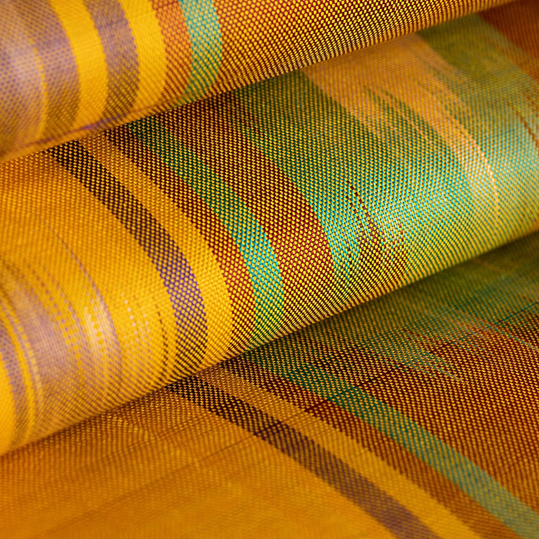 Yellow Orange Fringed Silk Ikat Scarf Handmade in Uzbekistan - Samarkand Desert