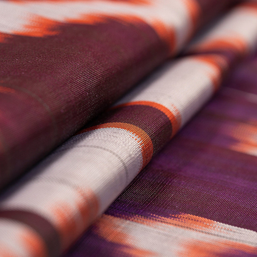 Handwoven Traditional Purple and Orange Silk Shawl - Midnight in Samarkand