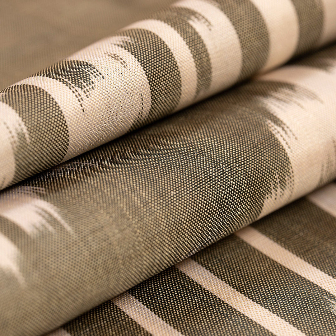 Handwoven Traditional Silk Shawl in Grey and Ivory Hues - Middle Cascade in Grey