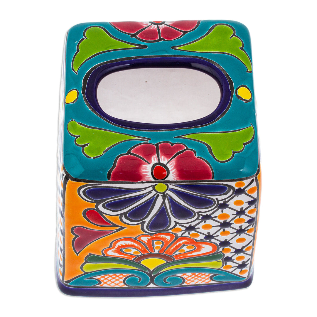 Handcrafted Talavera Hacienda Ceramic Tissue Box Cover - Classic Convenience