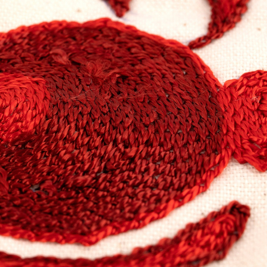 Embroidered Red Pomegranate Cotton and Viscose Cushion Cover - Red Pomegranate