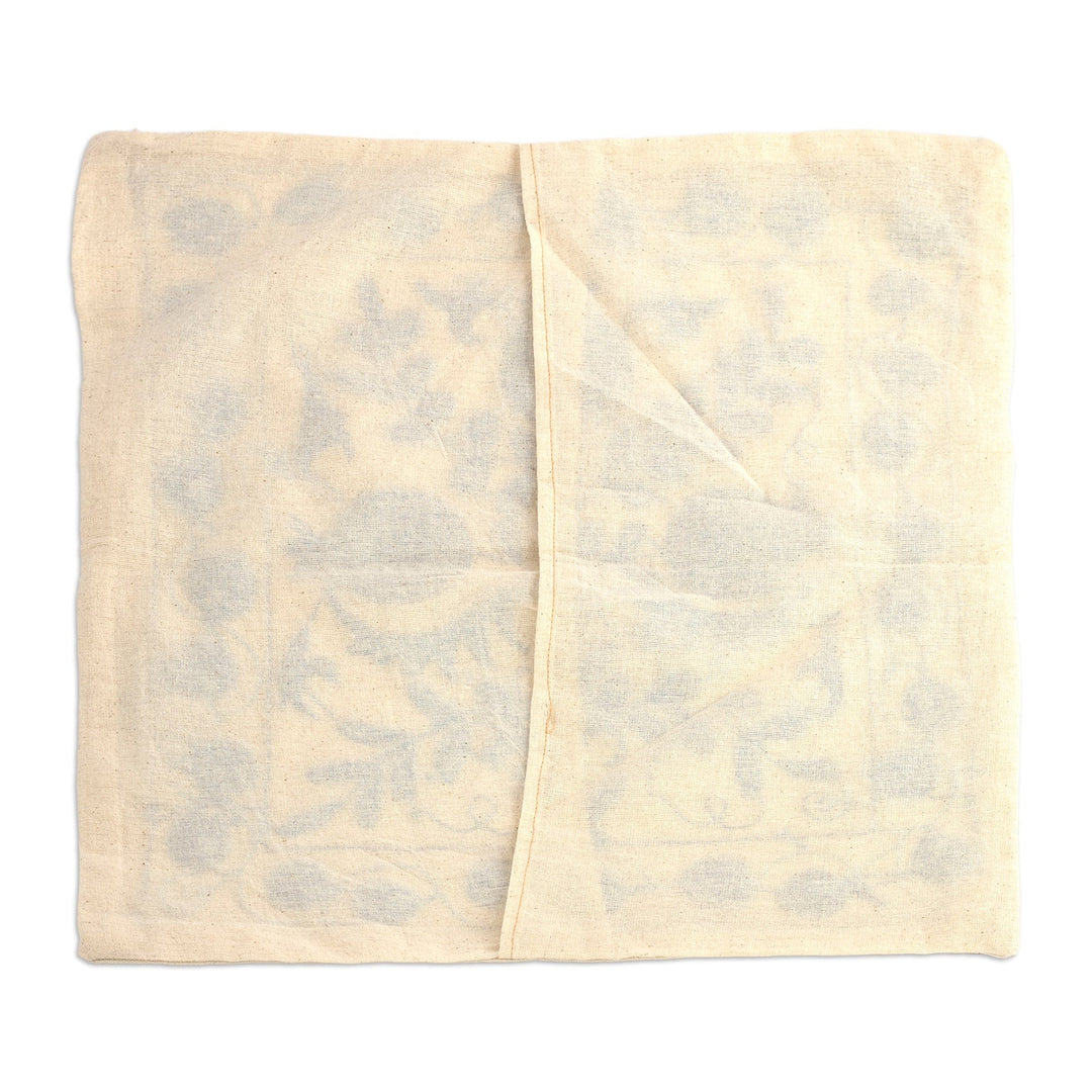 Suzani Blue Pomegranate Cotton Cushion Cover - Blue Pomegranate
