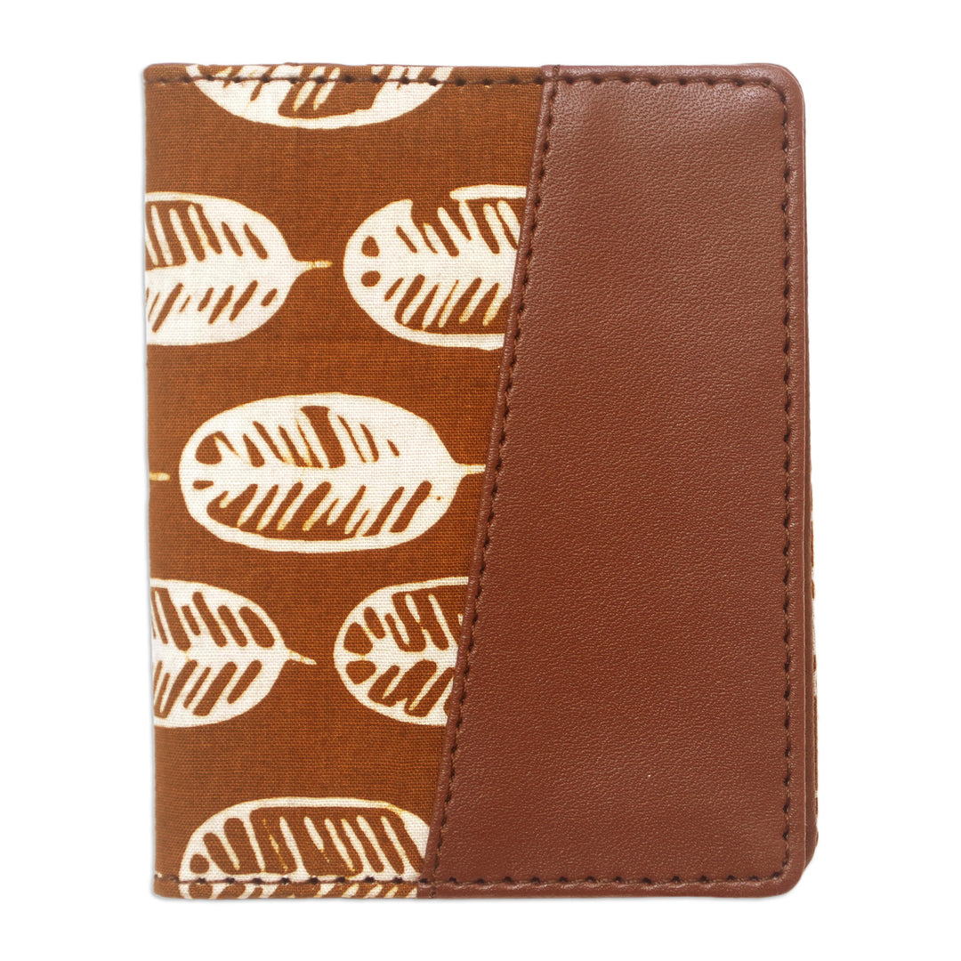 Handmade Redwood Faux Leather Card Wallet with Batik Motifs - Redwood Jungle
