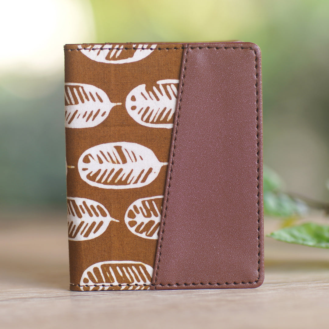 Handmade Redwood Faux Leather Card Wallet with Batik Motifs - Redwood Jungle