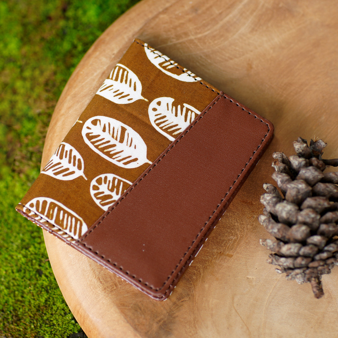 Handmade Redwood Faux Leather Card Wallet with Batik Motifs - Redwood Jungle
