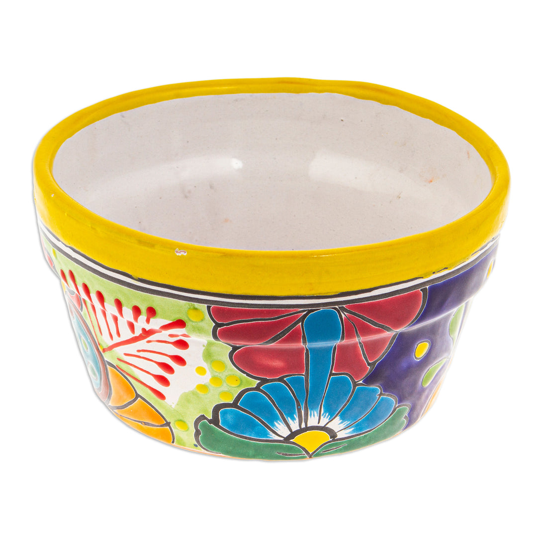 Handcrafted Talavera Ceramic Flower Pot Painted in Jonquil - Jonquil Days at the Hacienda
