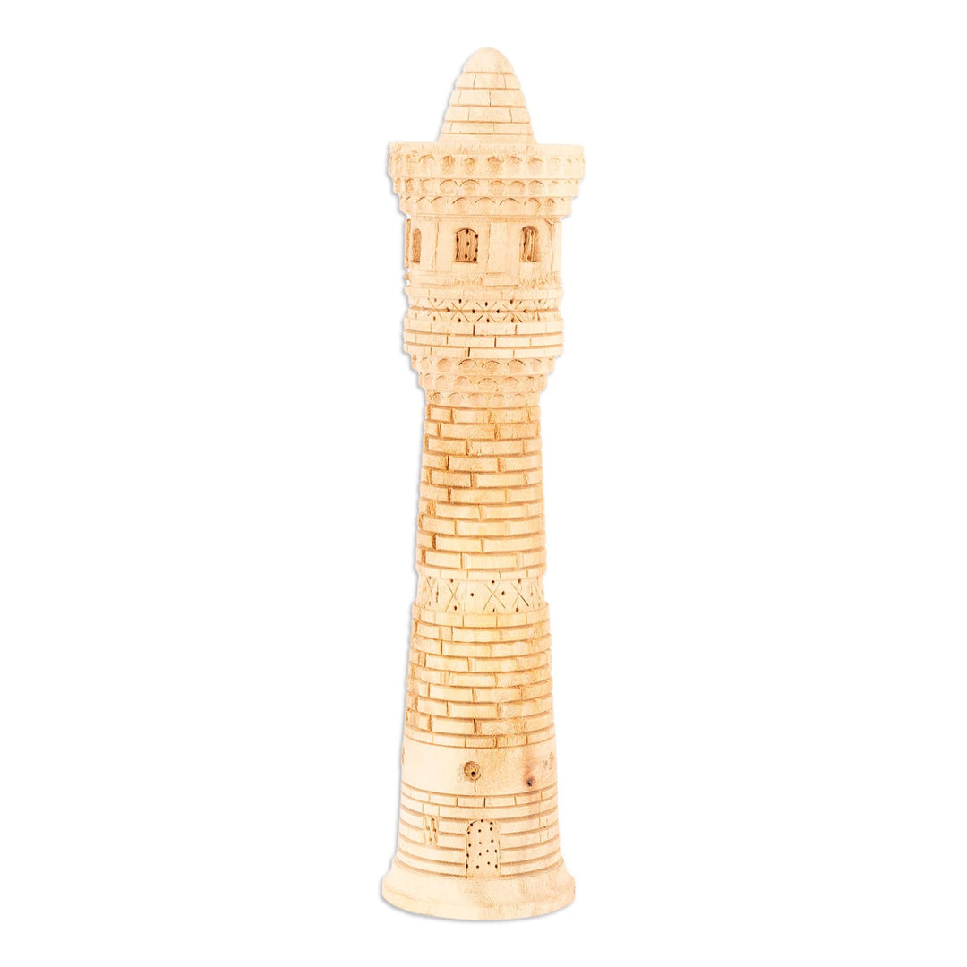 Hand-Carved Walnut Wood Statuette of Kalyan Minaret Tower - Great Minaret Tower