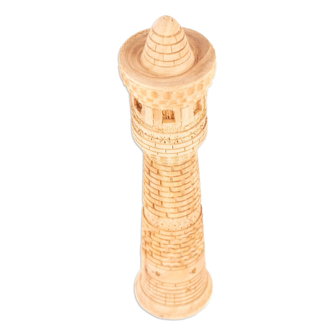 Hand-Carved Walnut Wood Statuette of Kalyan Minaret Tower - Great Minaret Tower