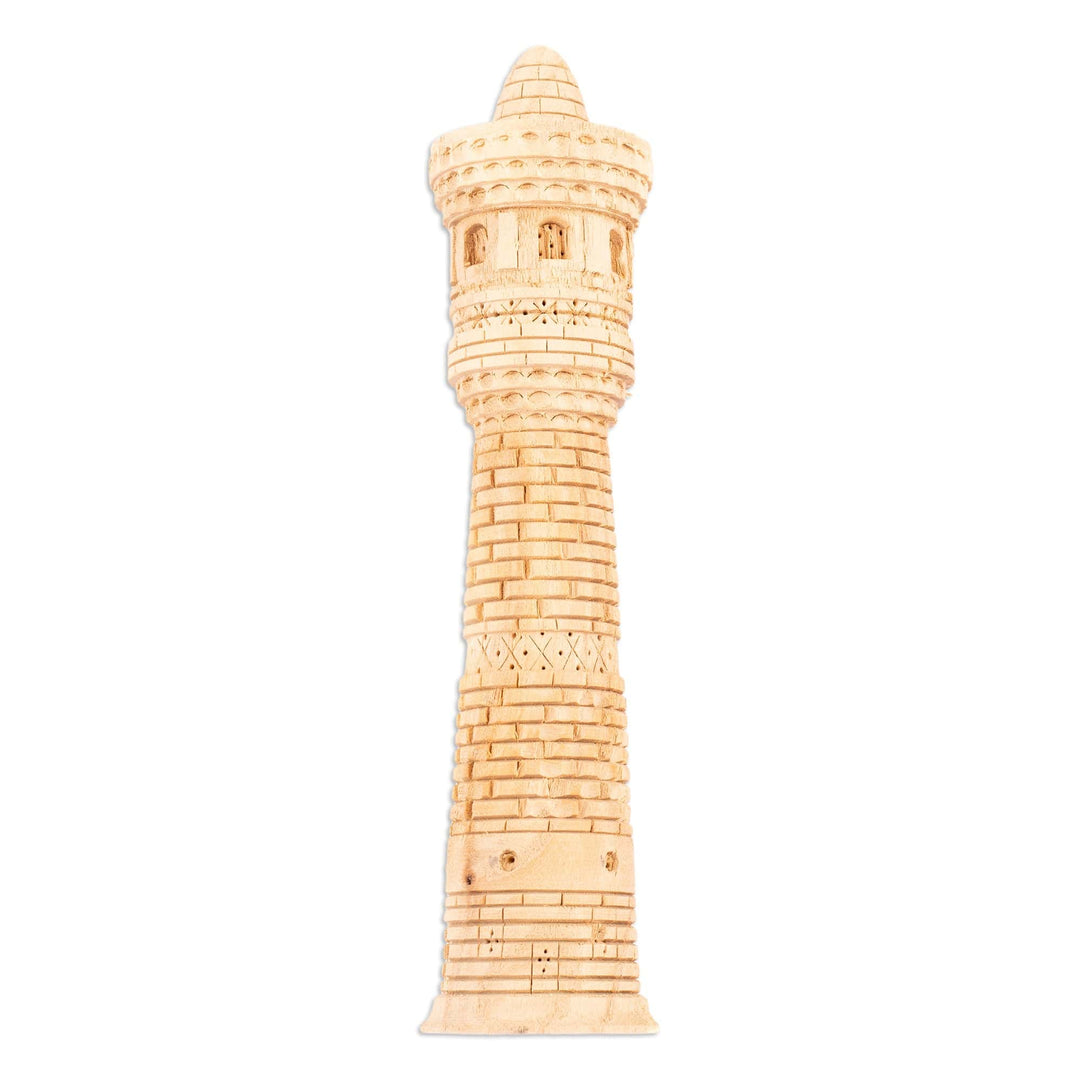 Hand-Carved Walnut Wood Statuette of Kalyan Minaret Tower - Great Minaret Tower