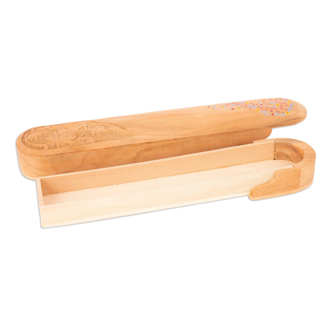 Traditional Painted Wood Watch Box with Blue and Yellow Hues - Vibrant Secret