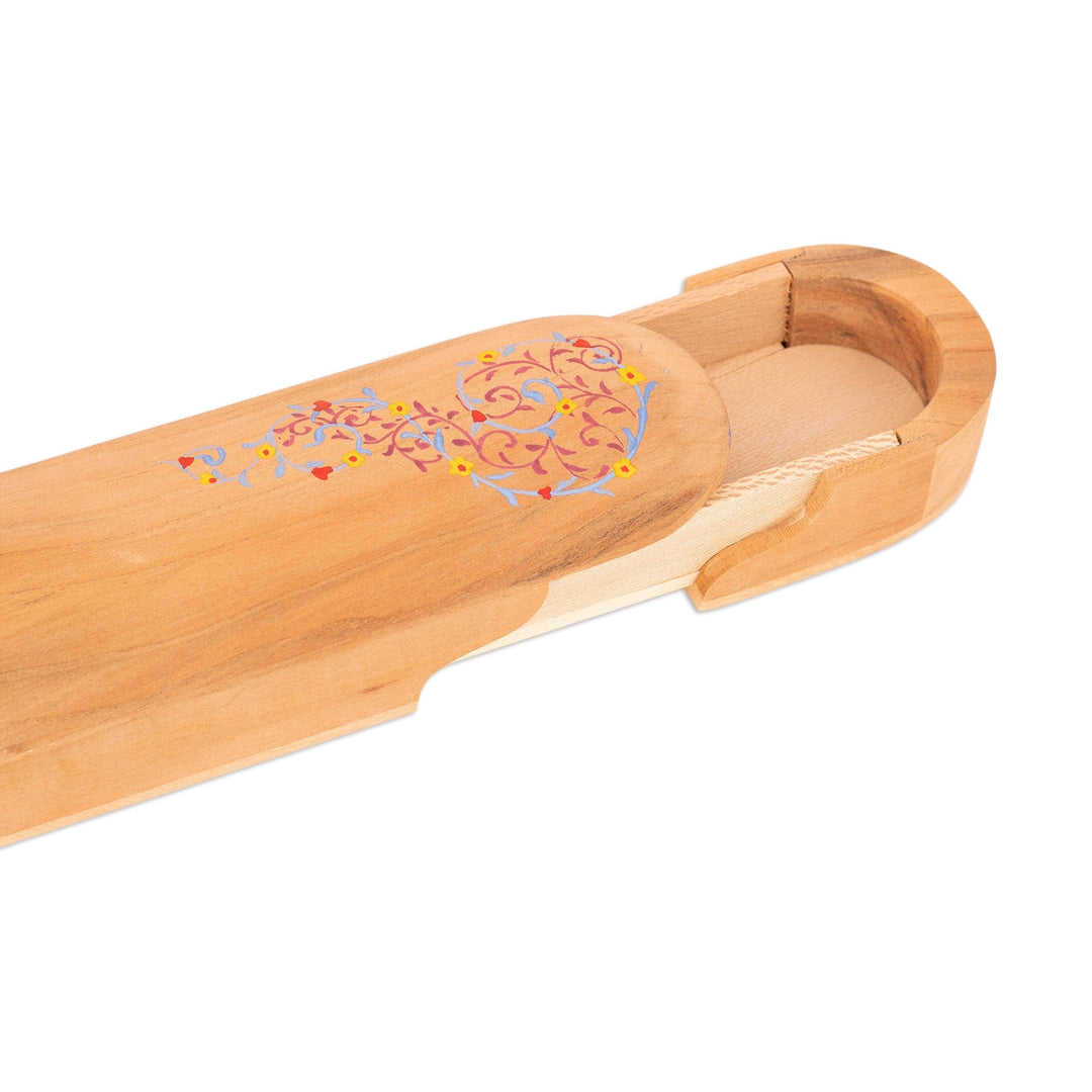 Traditional Painted Wood Watch Box with Blue and Yellow Hues - Vibrant Secret