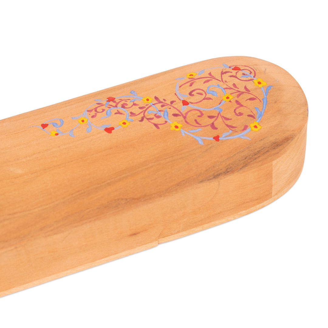 Traditional Painted Wood Watch Box with Blue and Yellow Hues - Vibrant Secret