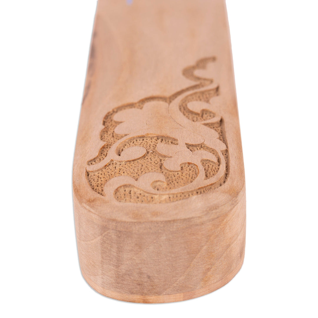 Wood Pencil Box Carved and Painted by Hand with Floral Motif - Bukhara Splendor