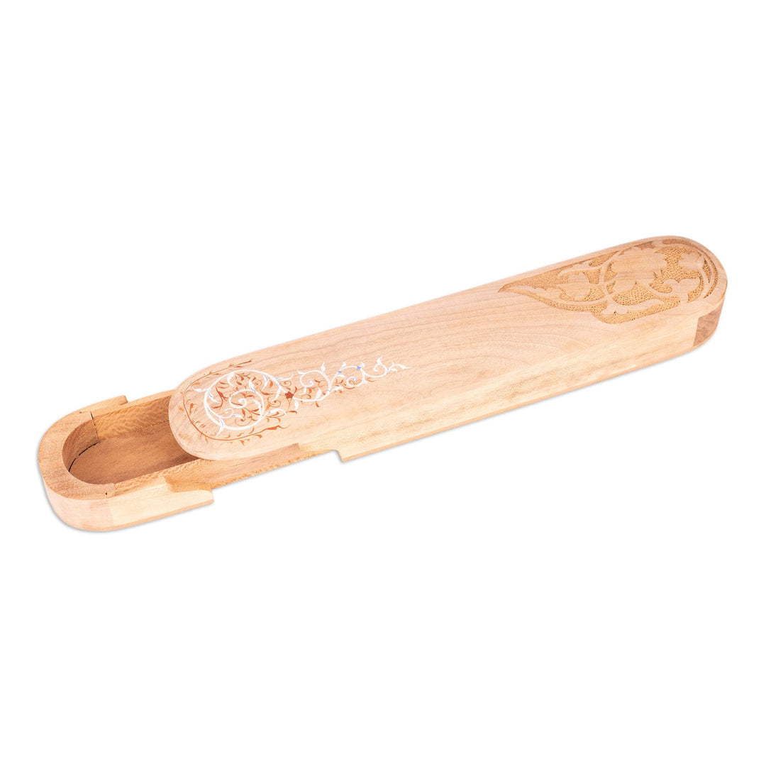 Traditional Floral Walnut and Sycamore Wood Watch Box - Ethereal Treasure