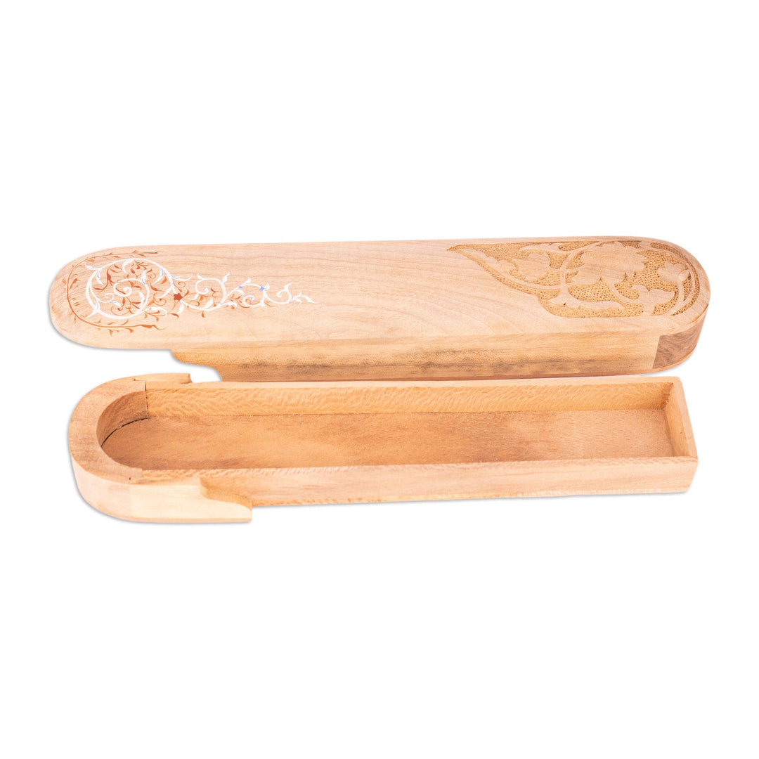 Traditional Floral Walnut and Sycamore Wood Watch Box - Ethereal Treasure