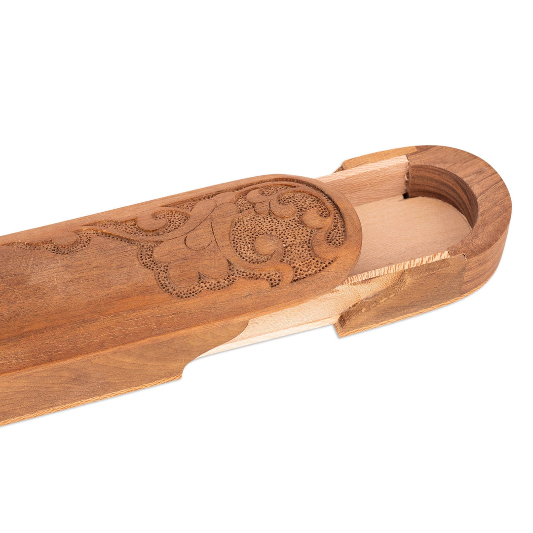 Traditional Floral Walnut and Sycamore Brown Wood Decor Box - Warm Treasure