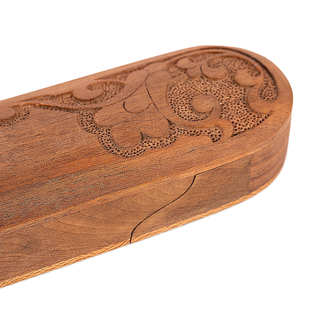 Traditional Floral Walnut and Sycamore Brown Wood Decor Box - Warm Treasure