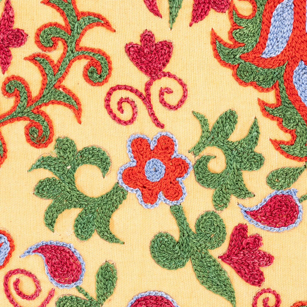 Classic Suzani Floral Cotton Cushion Cover - Uzbekistan's Spring