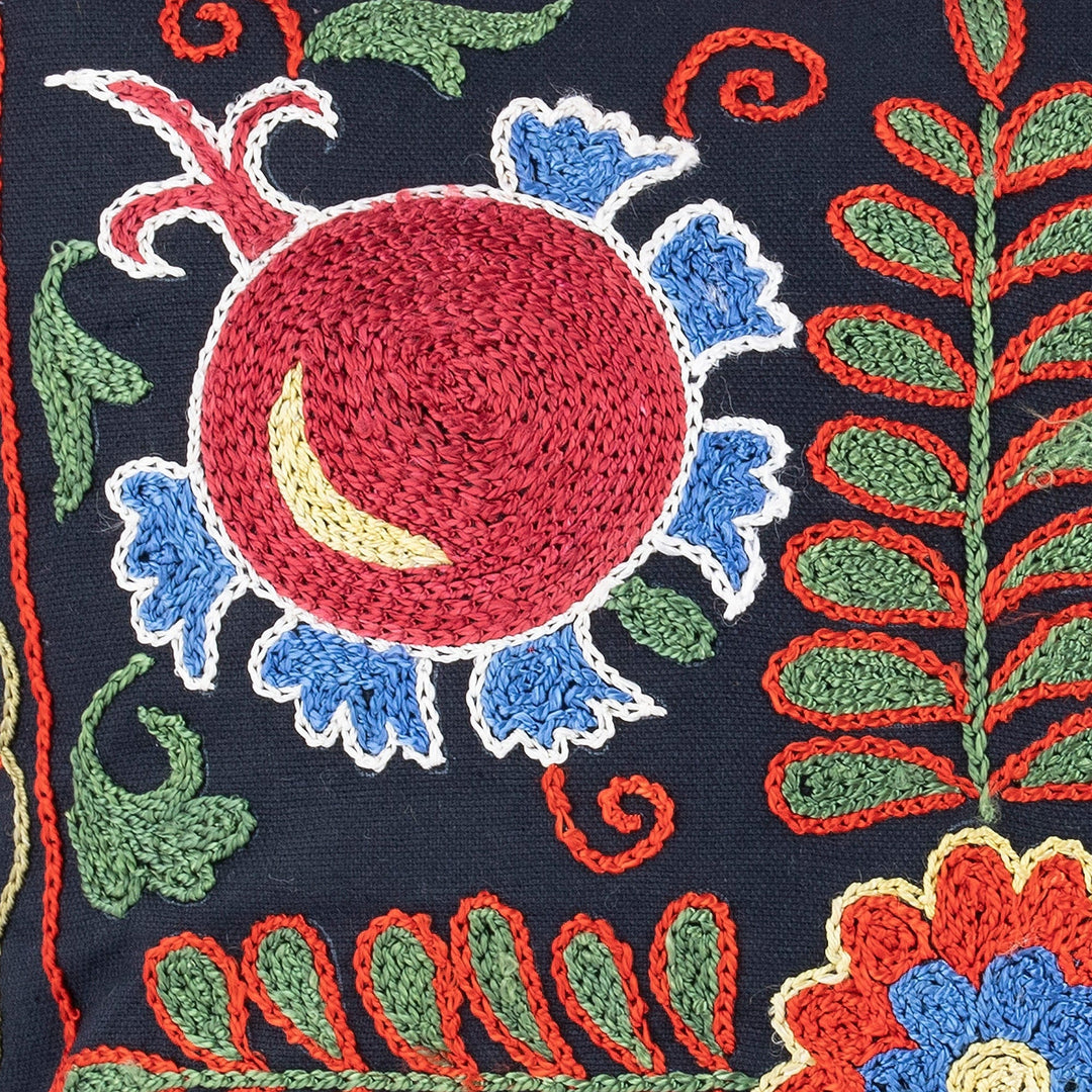 Pomegranate Embroidered Cotton Cushion Cover - Pomegranate Nights