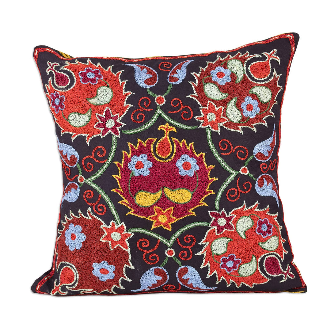 Floral Embroidered Cotton Cushion Cover - Yurt Nights