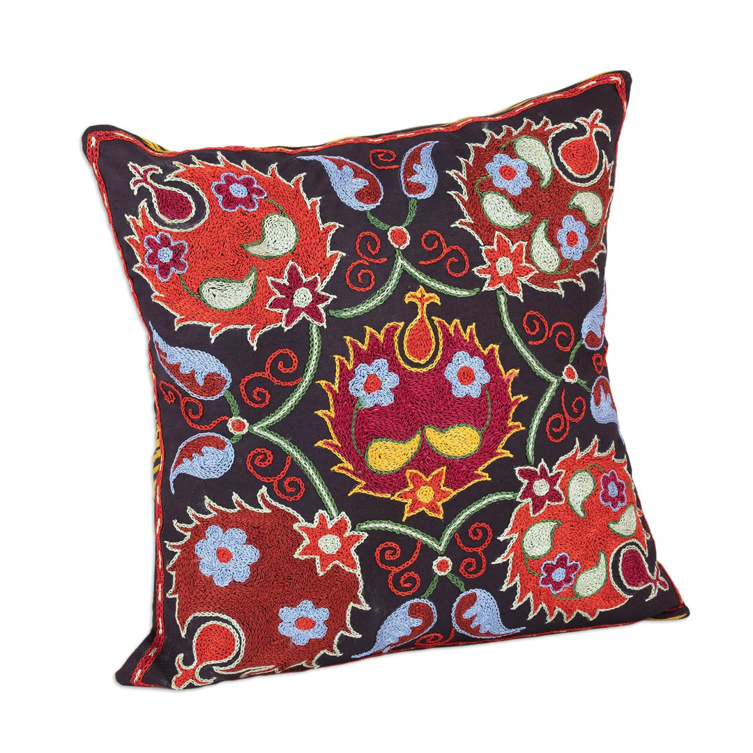 Floral Embroidered Cotton Cushion Cover - Yurt Nights