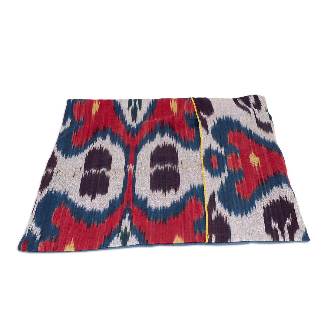 Pomegranate-Themed Blue Cotton and Viscose Cushion Cover - Pomegranate Dawn