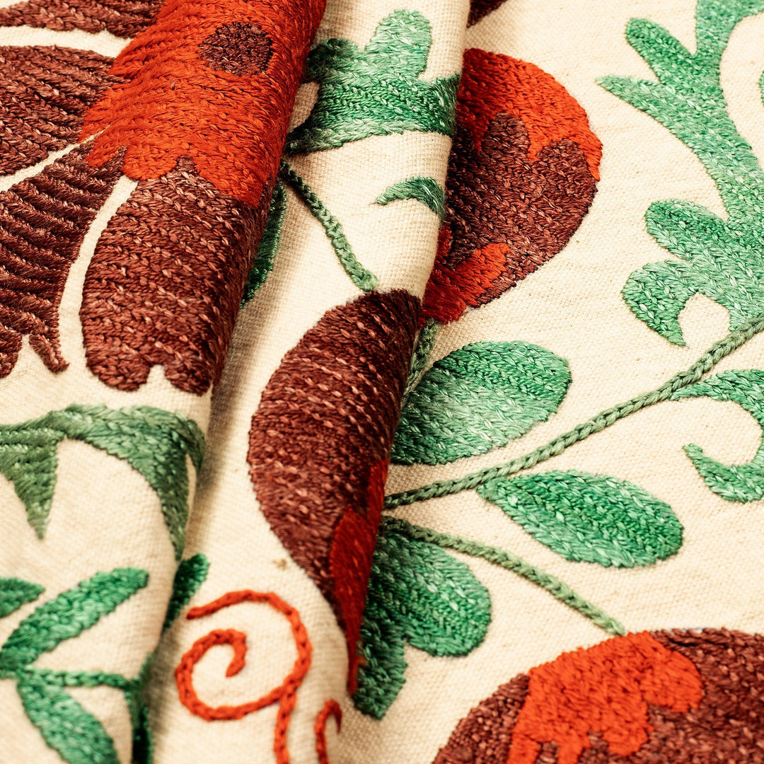 Embroidered Classic Orange Cotton Floral Table Runner - Imperial Fruit