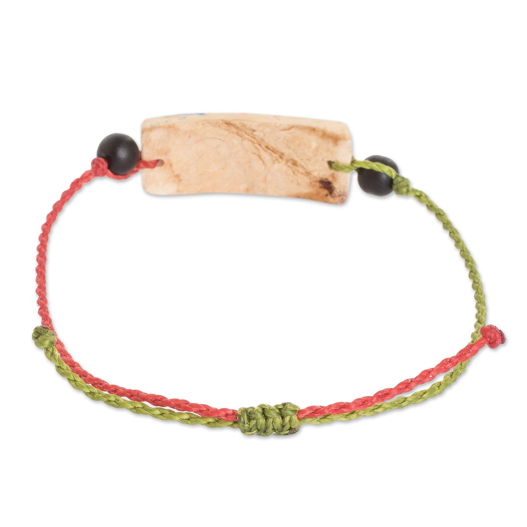 Onyx and Coconut Shell Macrame Beaded Bird Pendant Bracelet - Chic Quetzal