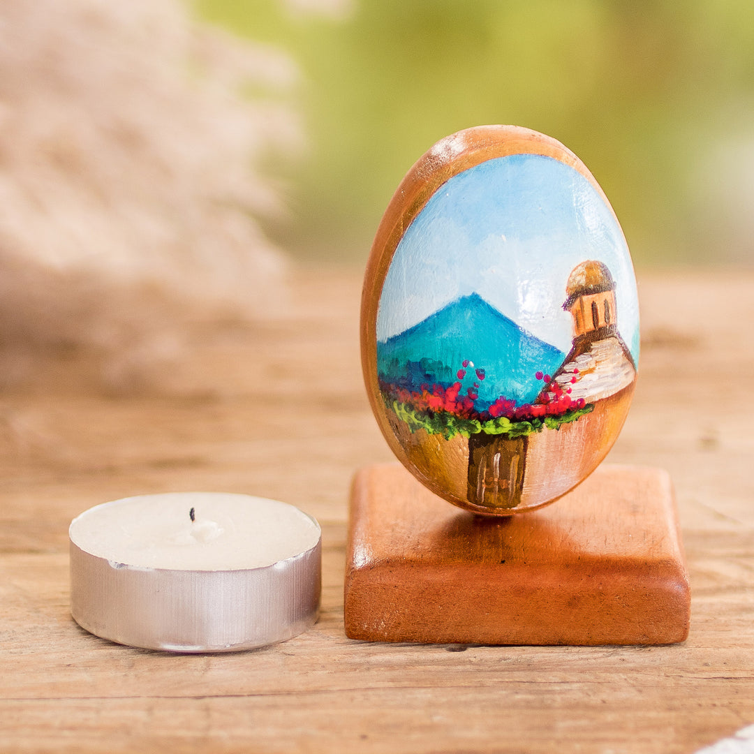 Wood Decorative Accent with Hand-Painted Landscape Theme - Beautiful View