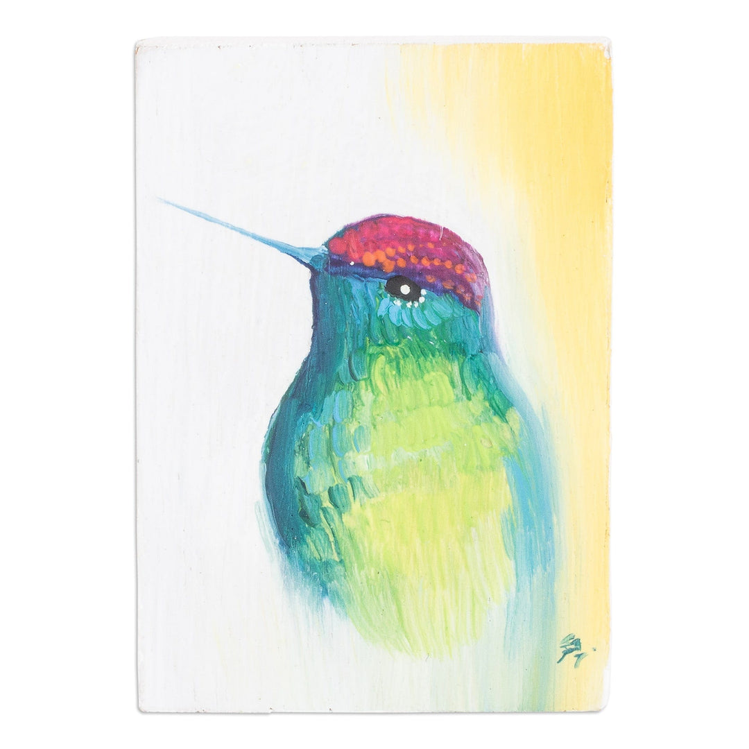 Pinewood Hummingbird Magnet Crafted and Painted by Hand - Colorful Hummingbird