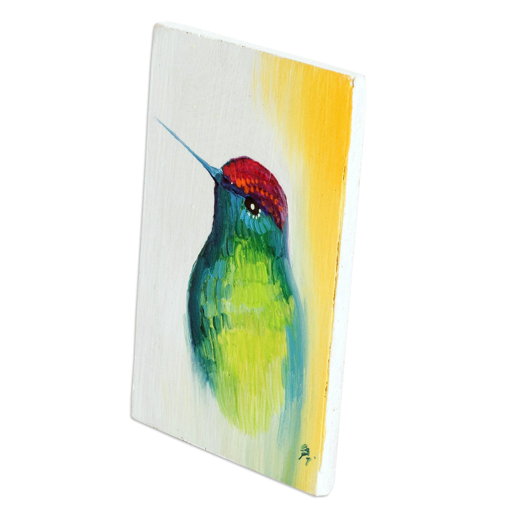 Pinewood Hummingbird Magnet Crafted and Painted by Hand - Colorful Hummingbird