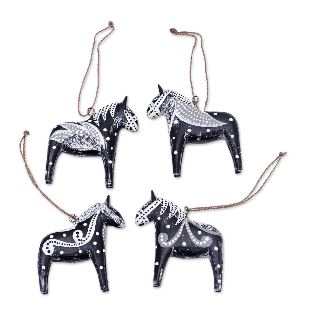 4 Wood Dala Horse Ornaments Carved & Painted by Hand in Bali - Dala Speed