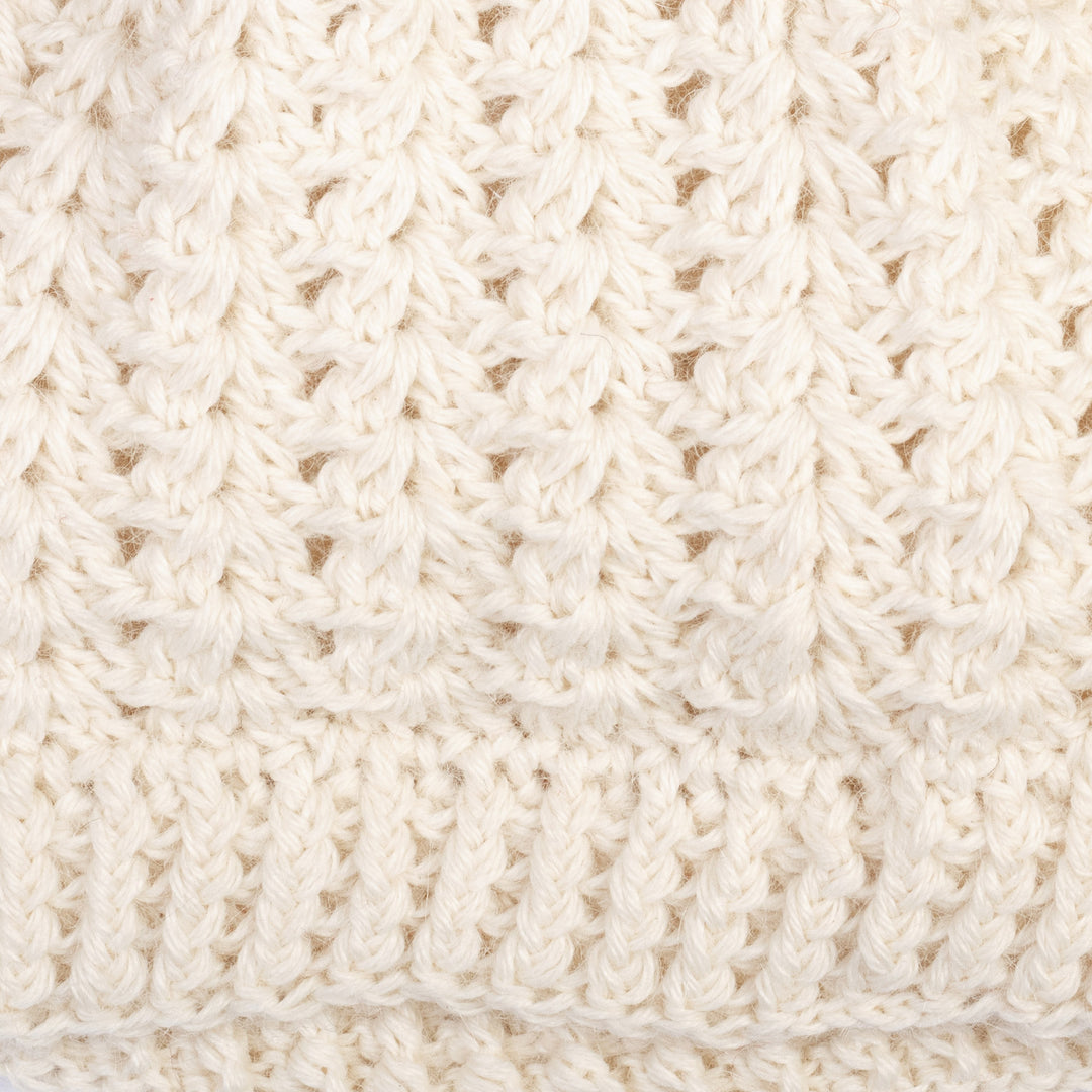 Milk White 100% Alpaca Knit Hat Handcrafted in Peru - Winter Caresses