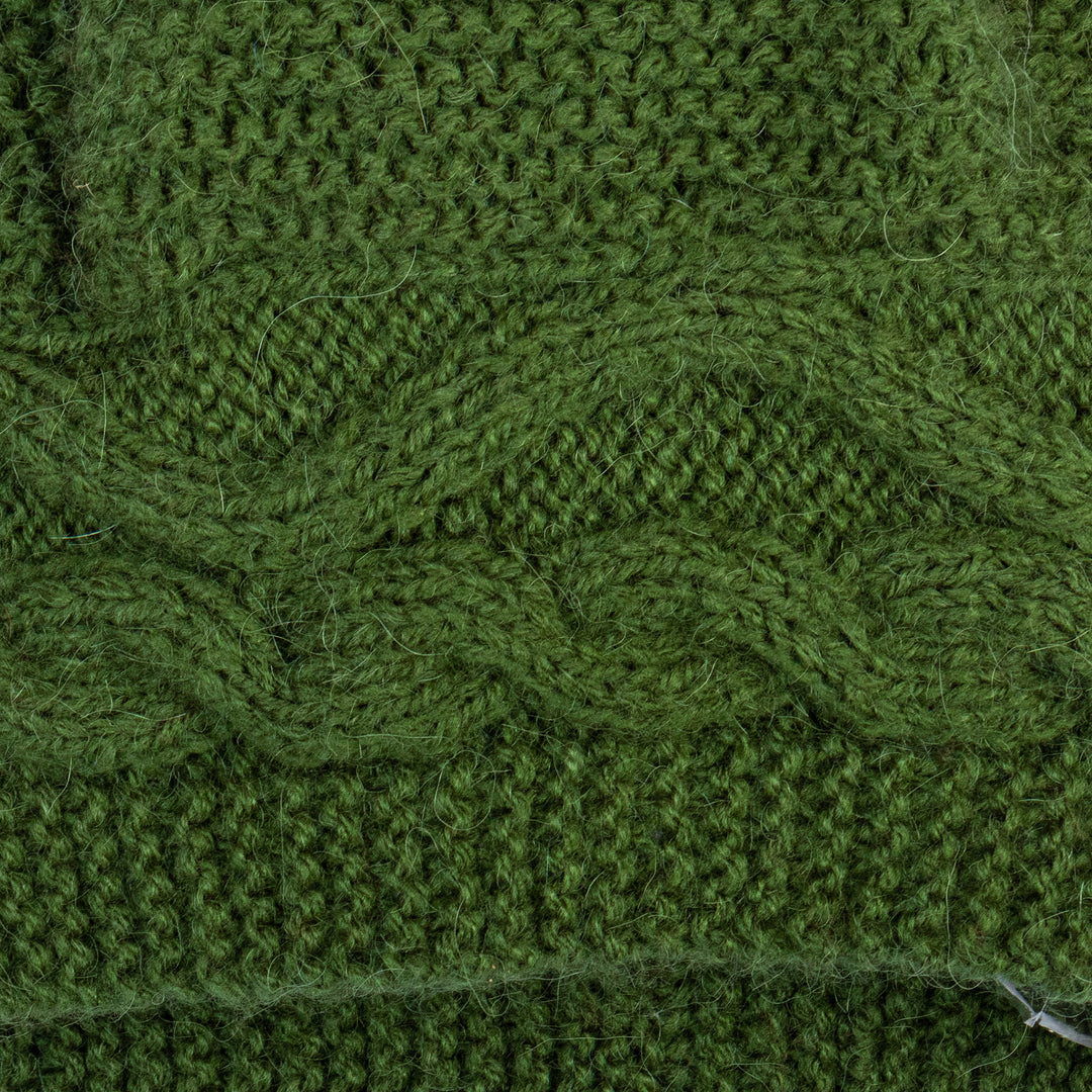 Emerald Alpaca Blend Knit Hat with Cable Stitch Stripe - Emerald Moments