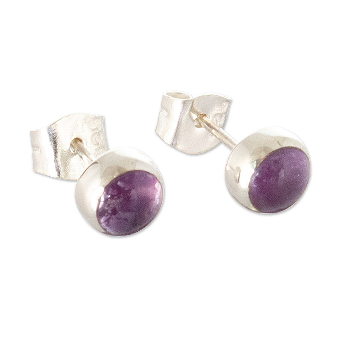 Classic Sterling Silver Stud Earrings with Amethyst Stones - Perfect in Purple