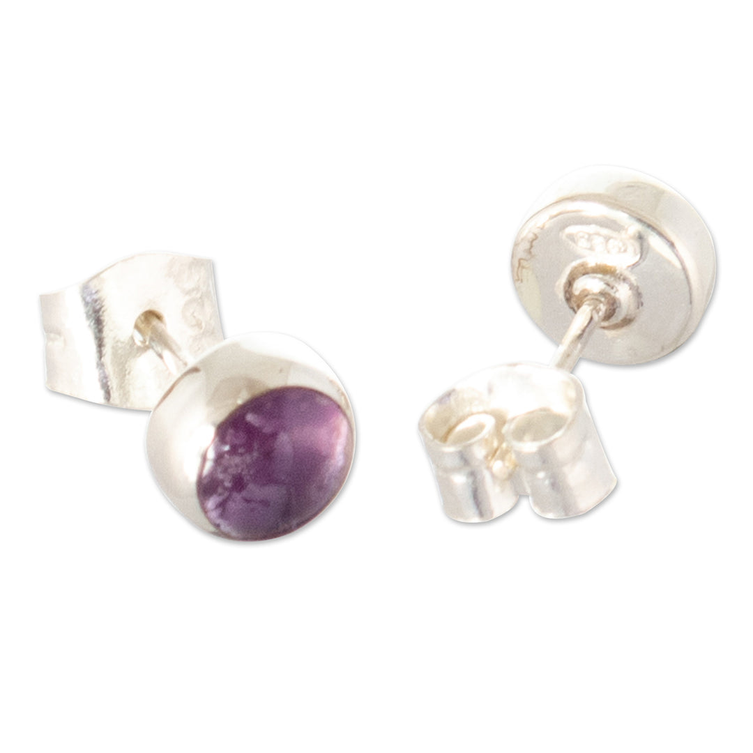 Classic Sterling Silver Stud Earrings with Amethyst Stones - Perfect in Purple