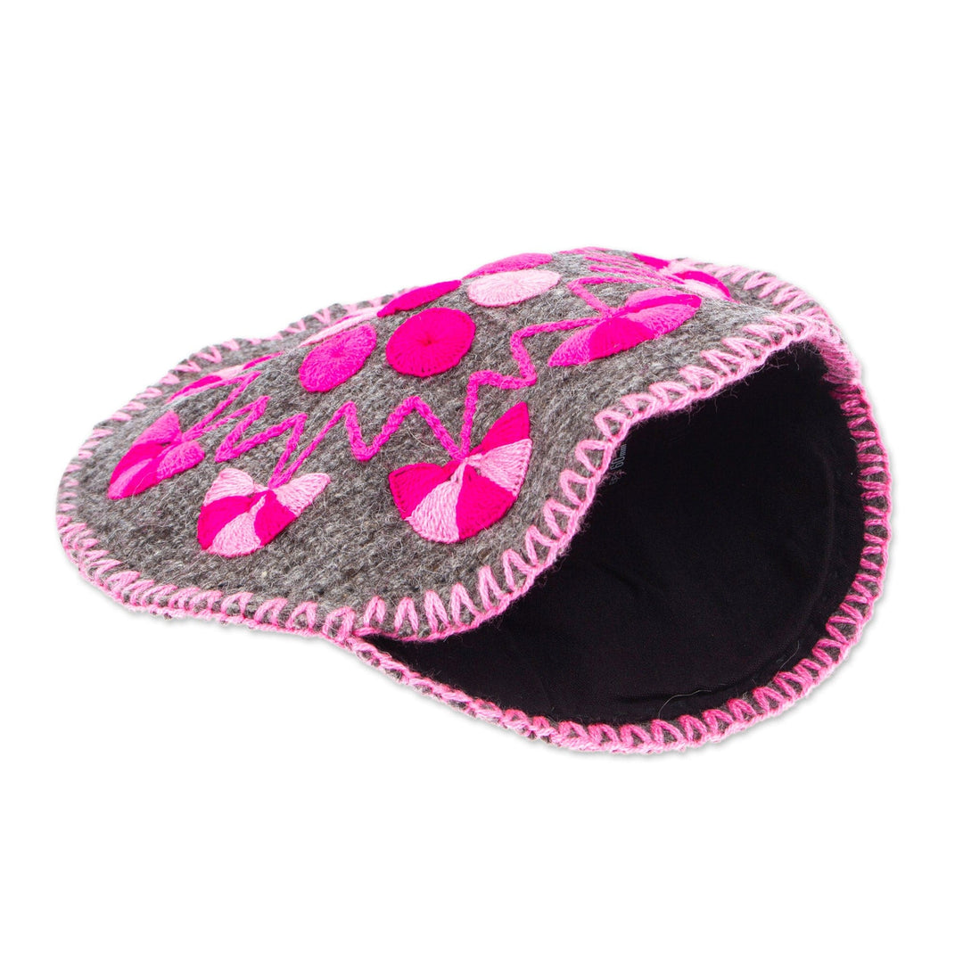 Felt Tortilla Holder with Hand Embroidery in Fuchsia & Pink - Taco Time