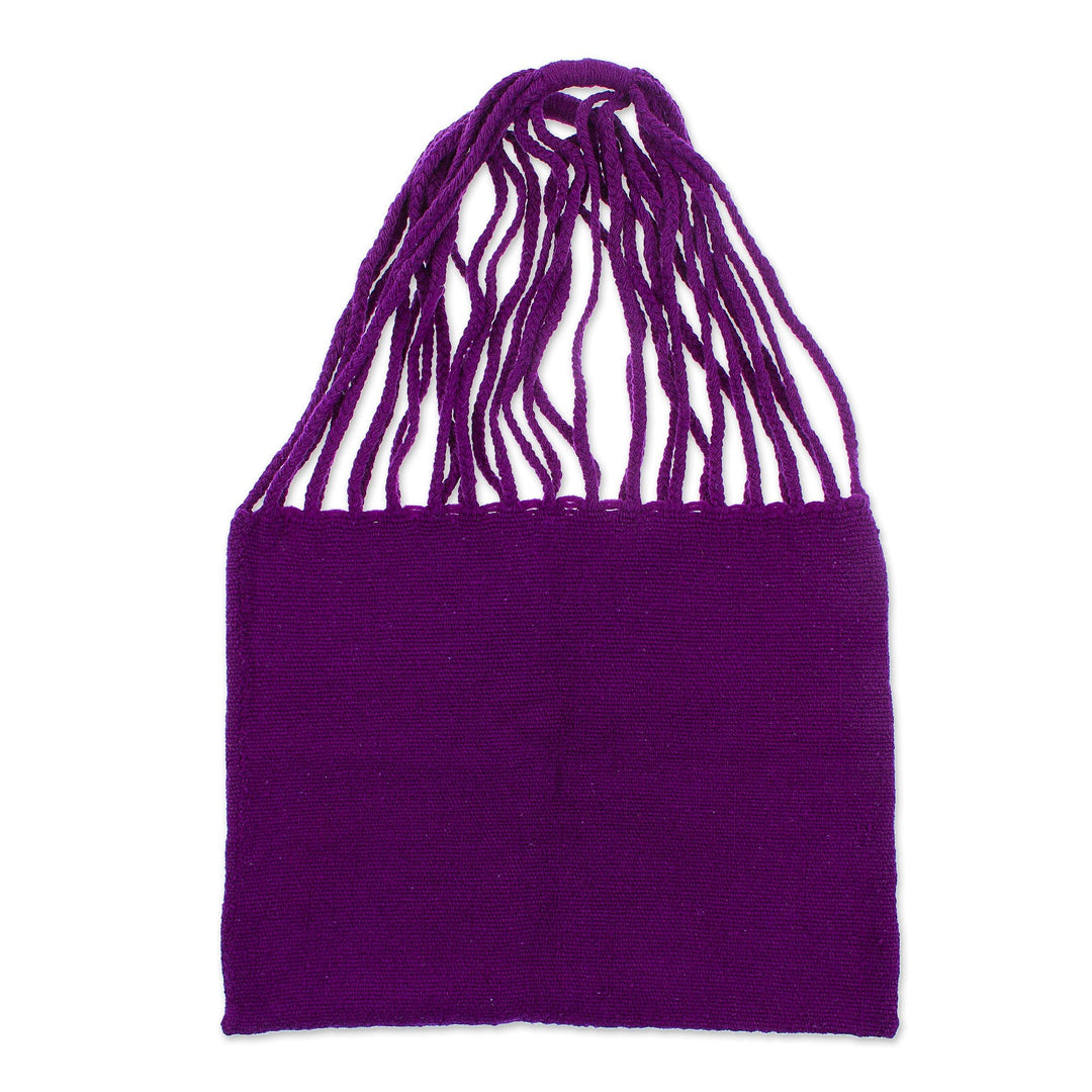 Handloomed Solid Blue-Violet Wool Tote Bag from Mexico - Royal Blue-Violet